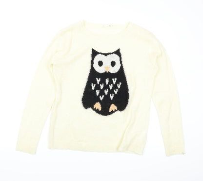 LFT Womens White   Pullover Jumper Size M  - Owl