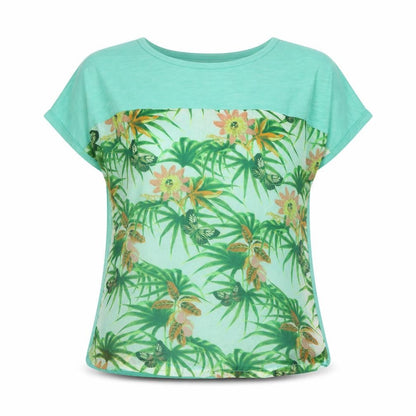 Tifosi Womens Green Floral  Basic T-Shirt Size 12