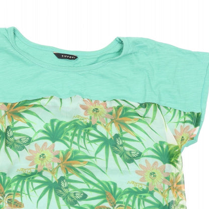 Tifosi Womens Green Floral  Basic T-Shirt Size 12