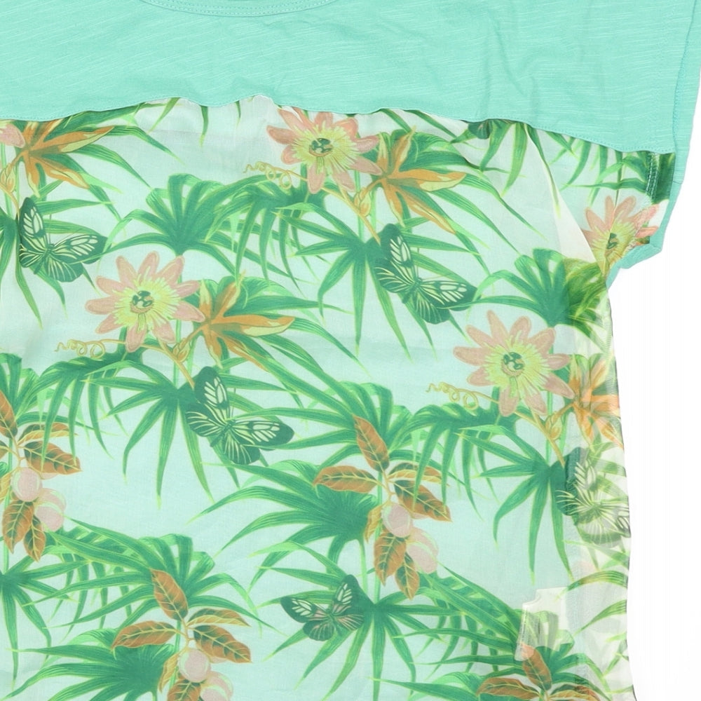 Tifosi Womens Green Floral  Basic T-Shirt Size 12