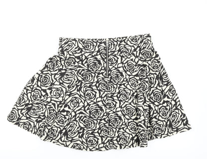 H&M Womens White Floral  A-Line Skirt Size 8
