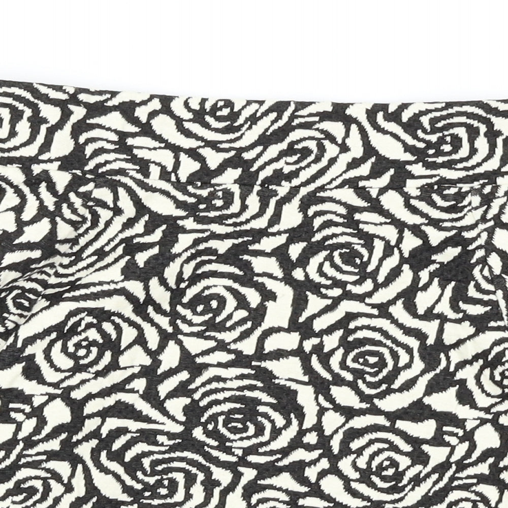 H&M Womens White Floral  A-Line Skirt Size 8
