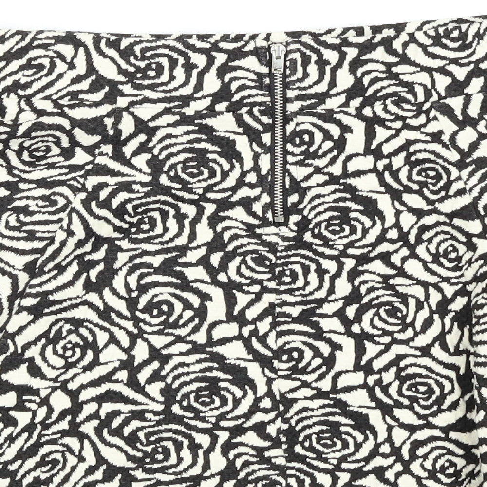 H&M Womens White Floral  A-Line Skirt Size 8