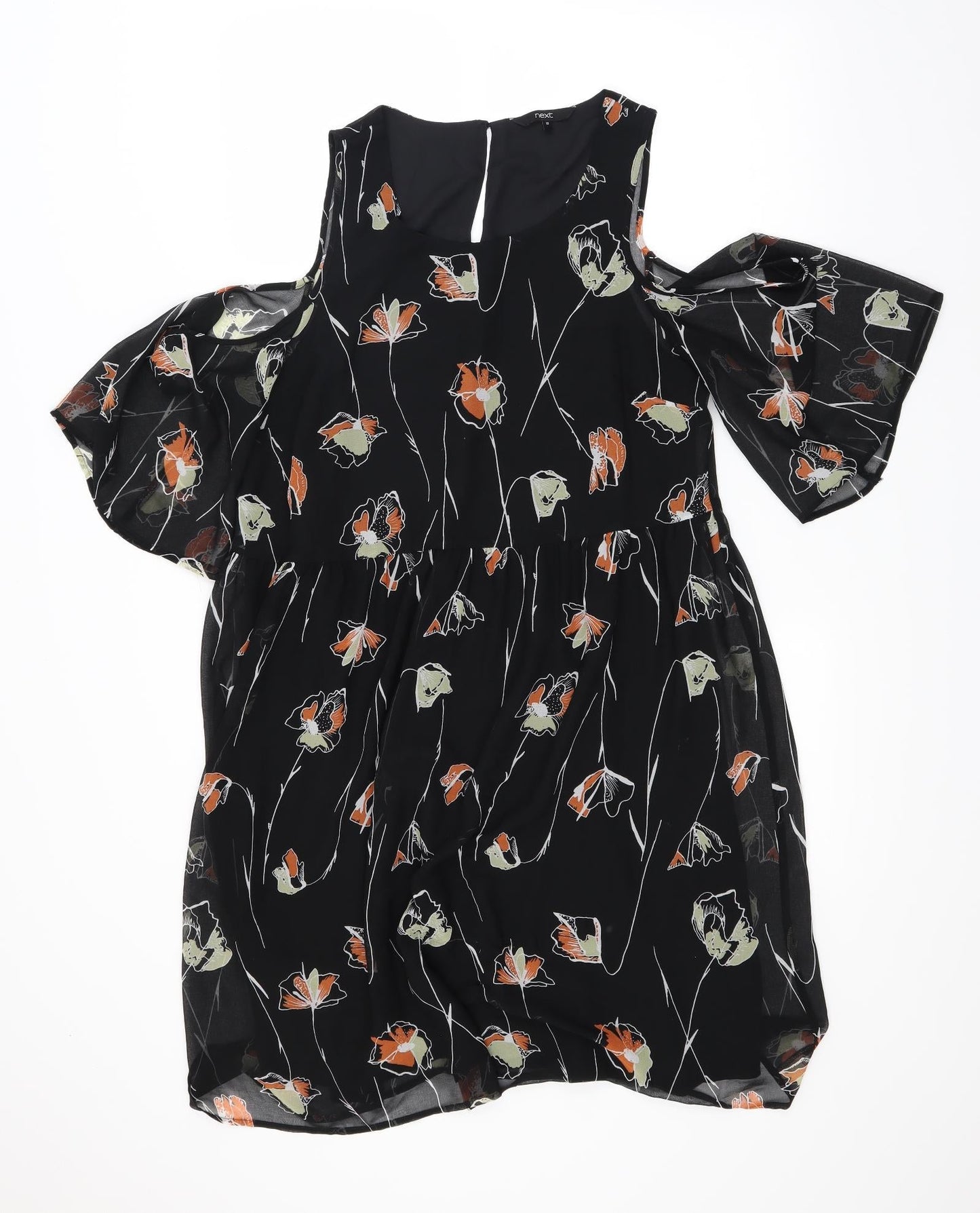 NEXT Womens Black Floral  Fit & Flare  Size 12  - internal slip