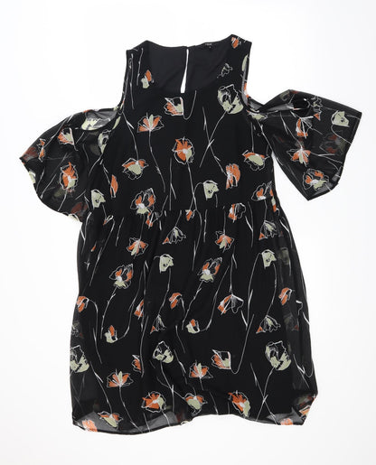 NEXT Womens Black Floral  Fit & Flare  Size 12  - internal slip