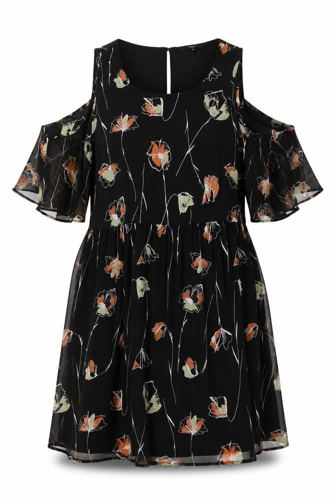 NEXT Womens Black Floral  Fit & Flare  Size 12  - internal slip