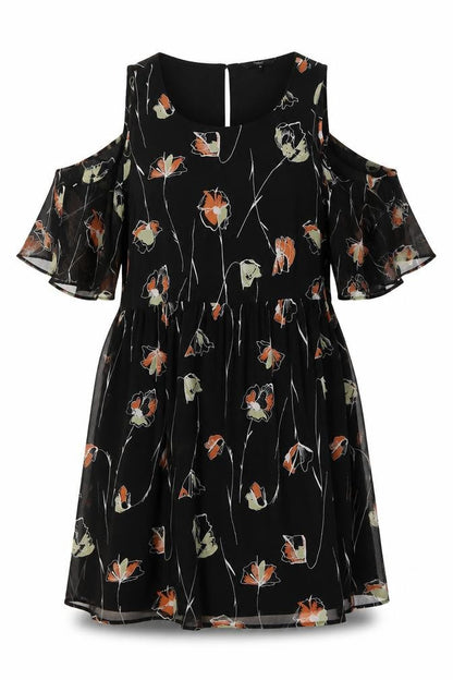 NEXT Womens Black Floral  Fit & Flare  Size 12  - internal slip