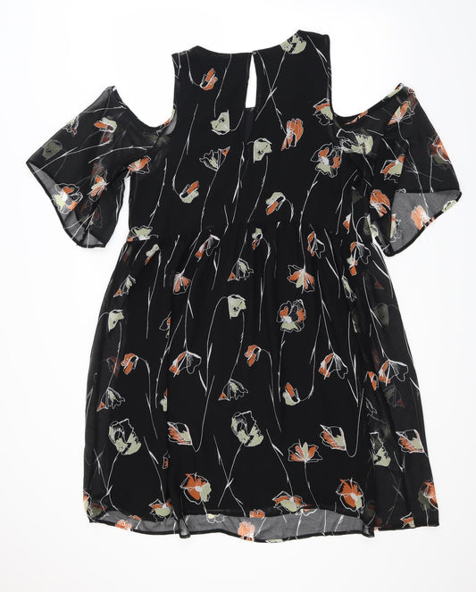 NEXT Womens Black Floral  Fit & Flare  Size 12  - internal slip