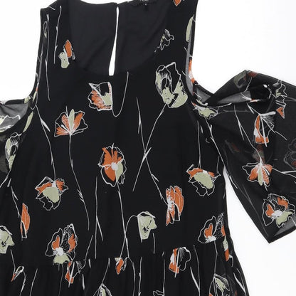 NEXT Womens Black Floral  Fit & Flare  Size 12  - internal slip