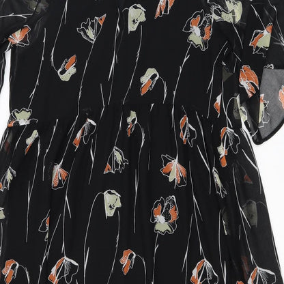 NEXT Womens Black Floral  Fit & Flare  Size 12  - internal slip