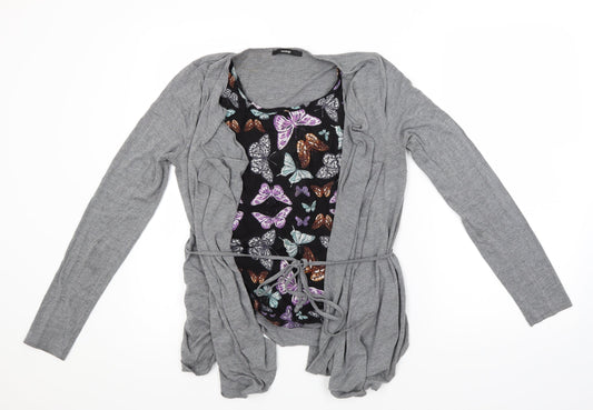 George Womens Grey   Wrap Blouse Size 8  - Butterfly print