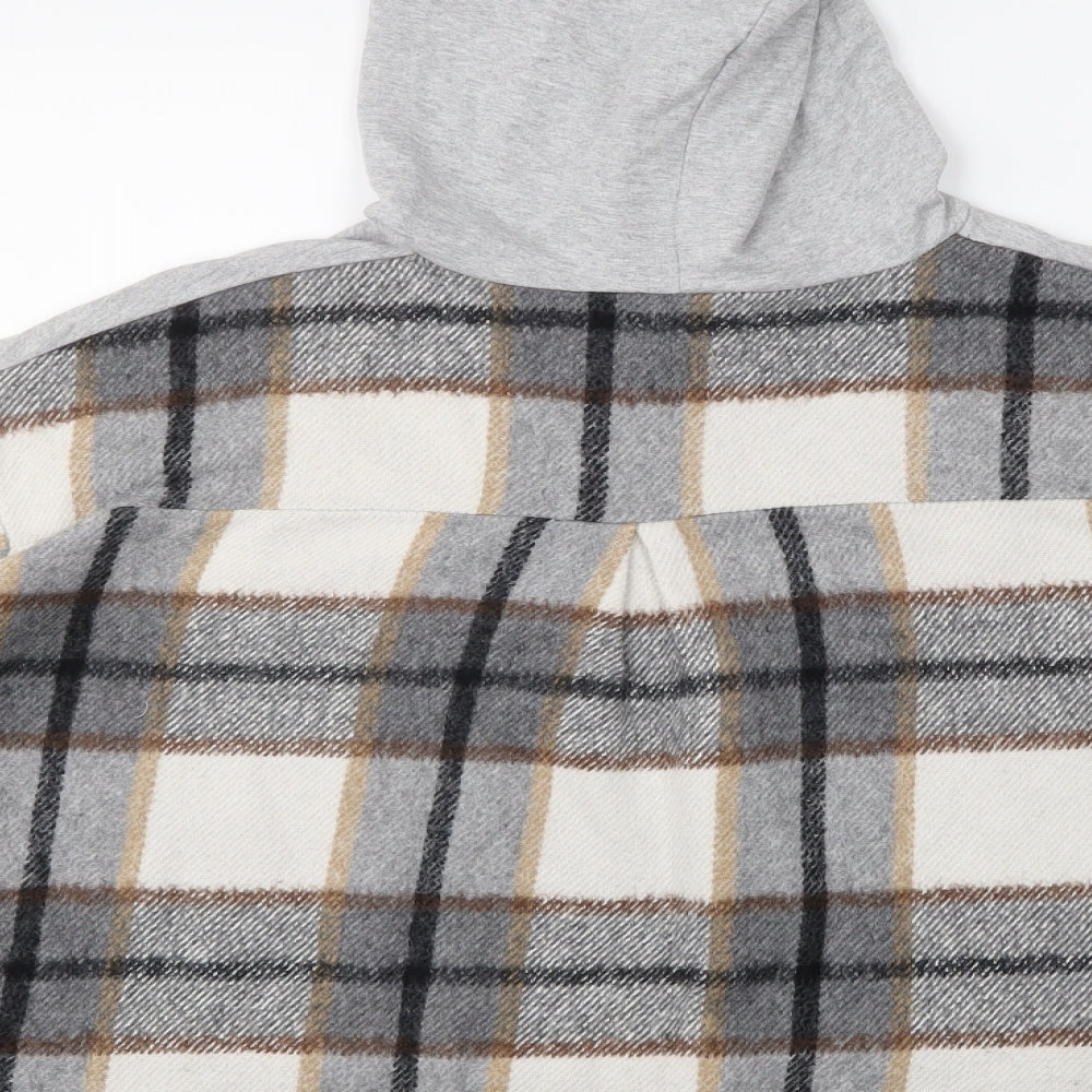 Womens Grey Check  Pullover Hoodie