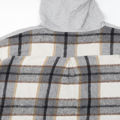 Womens Grey Check  Pullover Hoodie