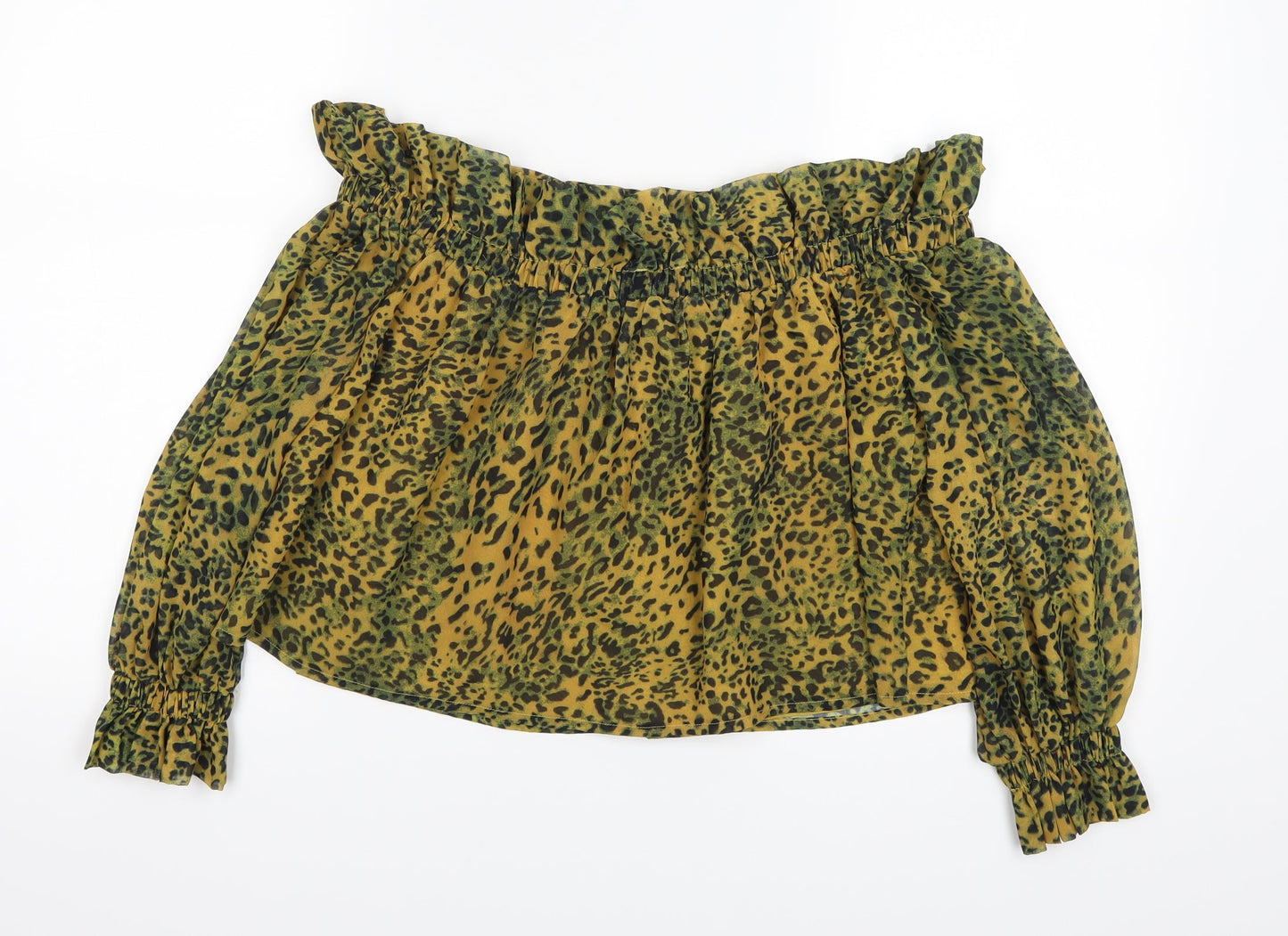 sacred hawk Womens Orange Animal Print  Cropped Blouse Size S