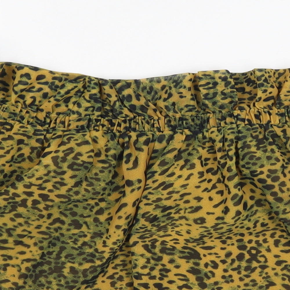 sacred hawk Womens Orange Animal Print  Cropped Blouse Size S