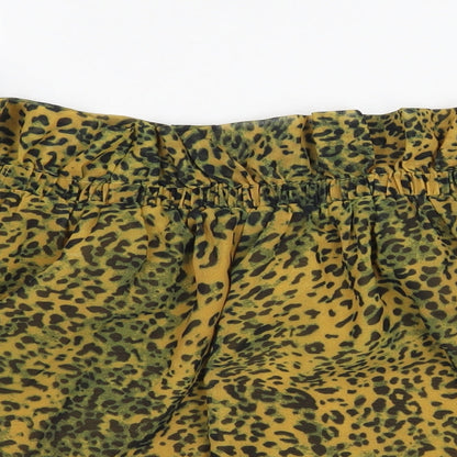 sacred hawk Womens Orange Animal Print  Cropped Blouse Size S