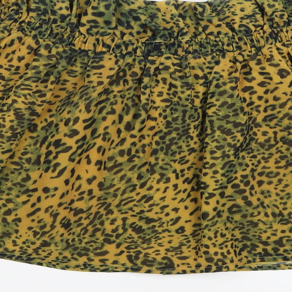 sacred hawk Womens Orange Animal Print  Cropped Blouse Size S