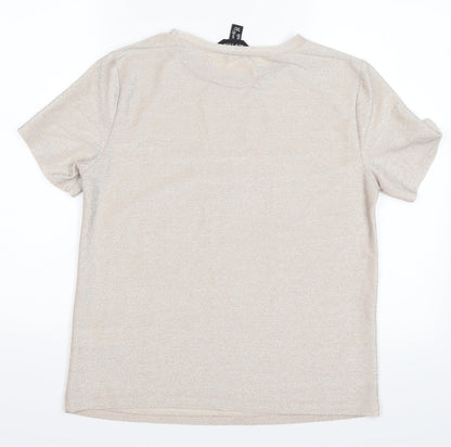 Womens UK Size 12 New Look Silver Basic Polo