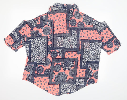 Quiz Womens Blue Paisley  Basic Button-Up Size 12