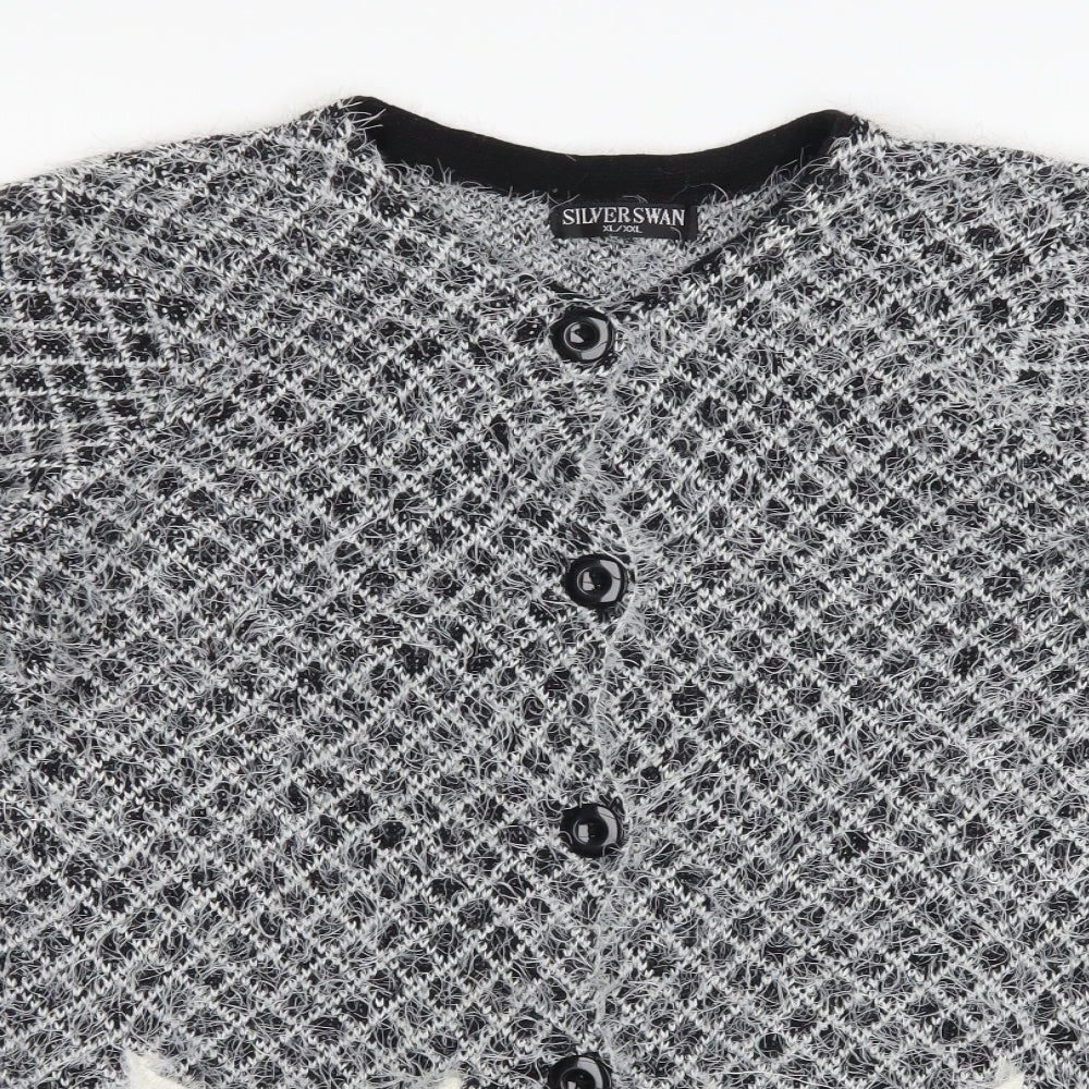 Silver Swan Womens Black Plaid  Cardigan Jumper Size XL