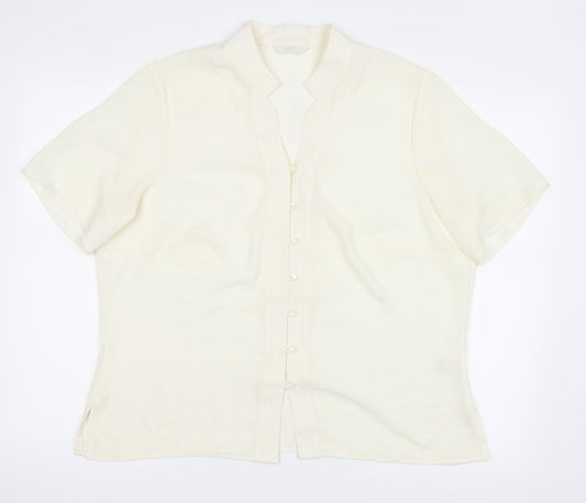 Womens UK Size 18 Marks and Spencer Ivory Basic Button-Up