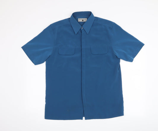 Mens UK Size S Jonathan Adams Blue  Button-Up Short Sleeve Casual Shirt