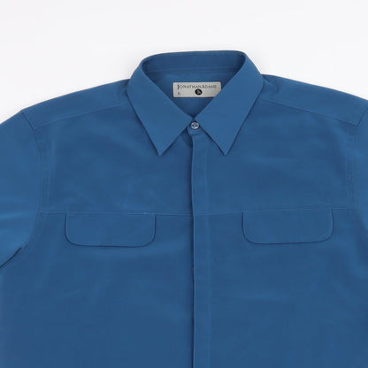 Mens UK Size S Jonathan Adams Blue  Button-Up Short Sleeve Casual Shirt