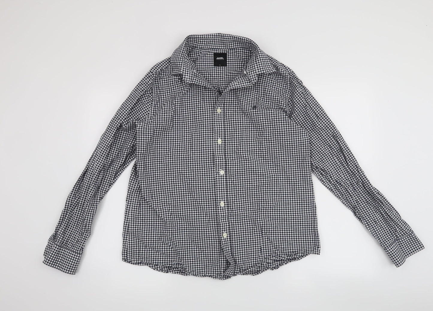 Mens UK Size L Burton Menswear Blue  Button-Up Long Sleeve Casual Shirt