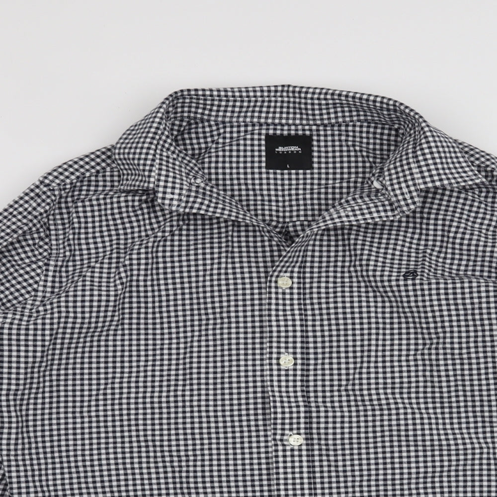 Mens UK Size L Burton Menswear Blue  Button-Up Long Sleeve Casual Shirt