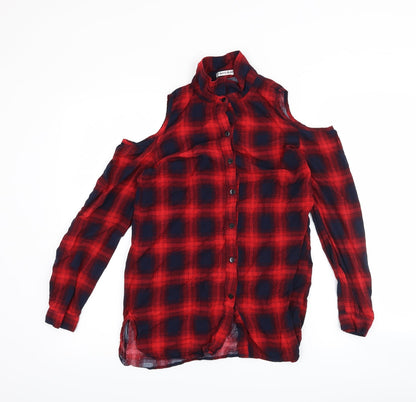Womens UK Size S Cherry Koko Red Basic Button-Up