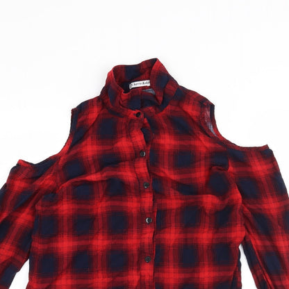 Womens UK Size S Cherry Koko Red Basic Button-Up