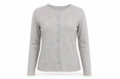 Bonmarché Womens Grey Houndstooth Cardigan Jumper Size S