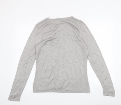 Bon Marché Womens Grey Houndstooth  Cardigan Jumper Size S