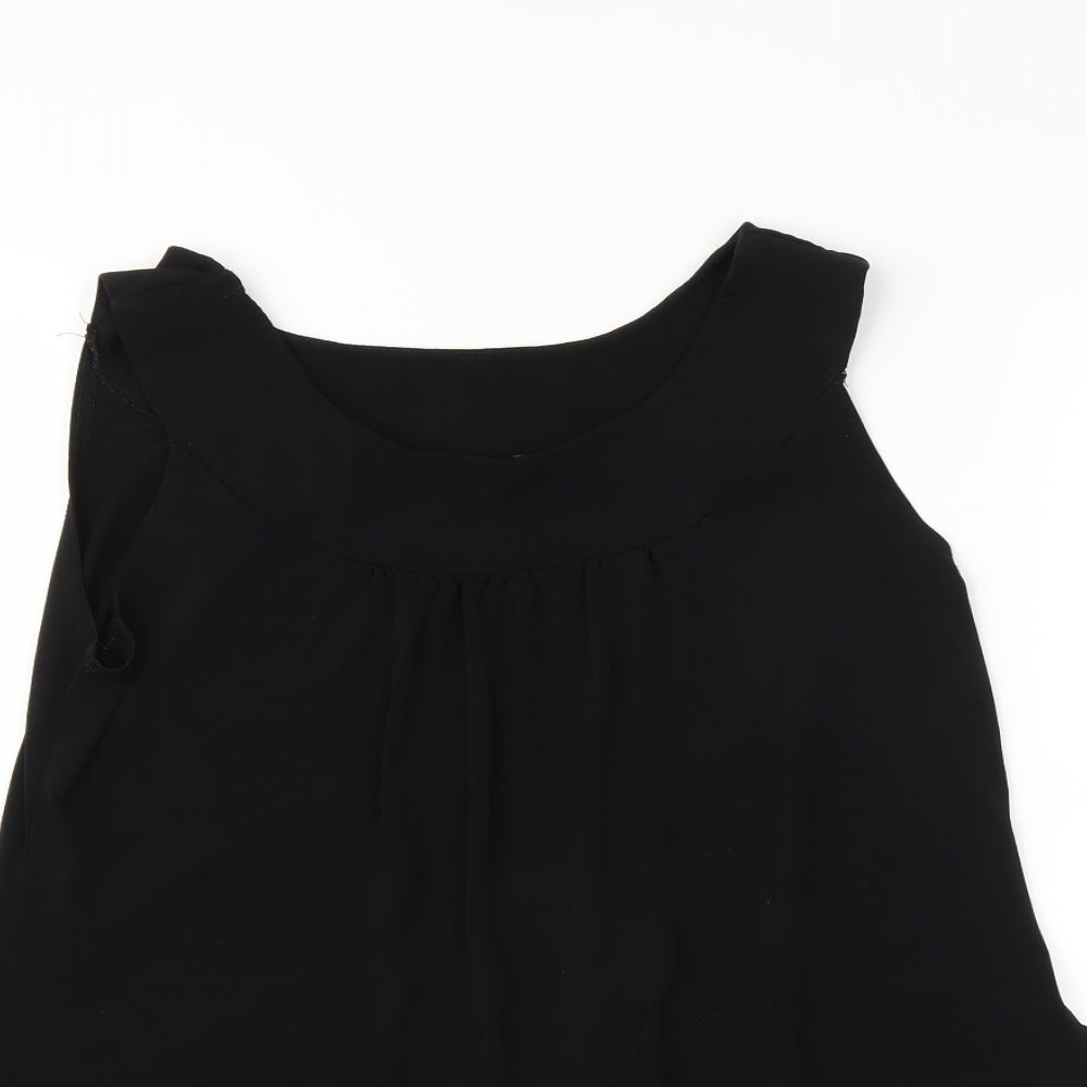 Womens UK Size L Preworn Black Basic T-Shirt