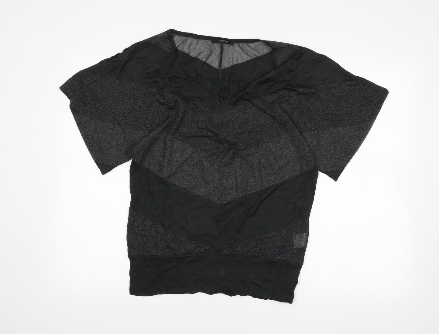 b.young Womens Green Striped  Basic T-Shirt Size L