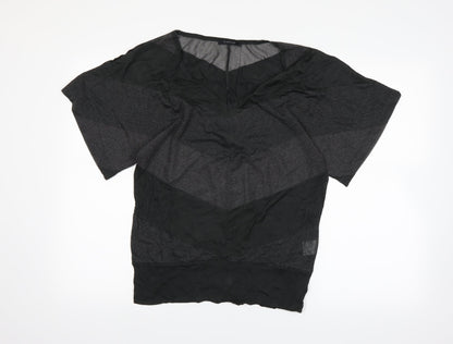 b.young Womens Green Striped  Basic T-Shirt Size L