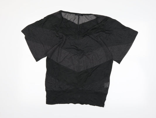 b.young Womens Green Striped  Basic T-Shirt Size L