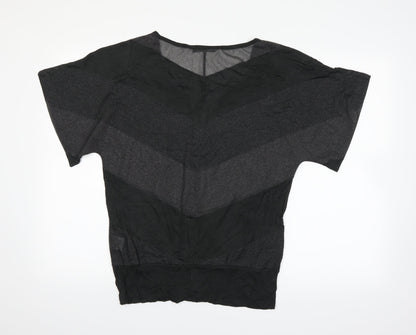 b.young Womens Green Striped  Basic T-Shirt Size L