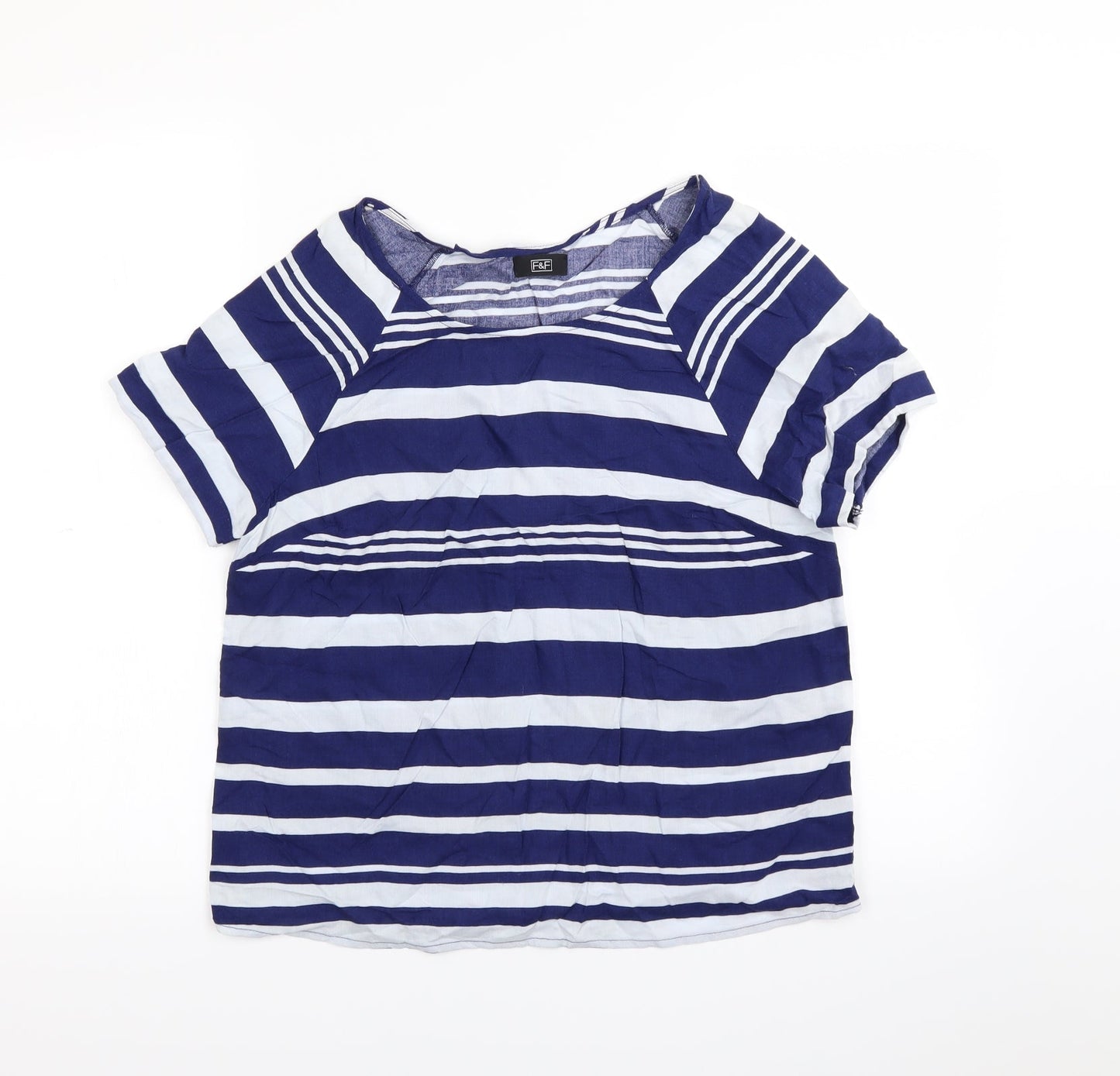 F&F Womens Blue Striped  Basic Blouse Size 10