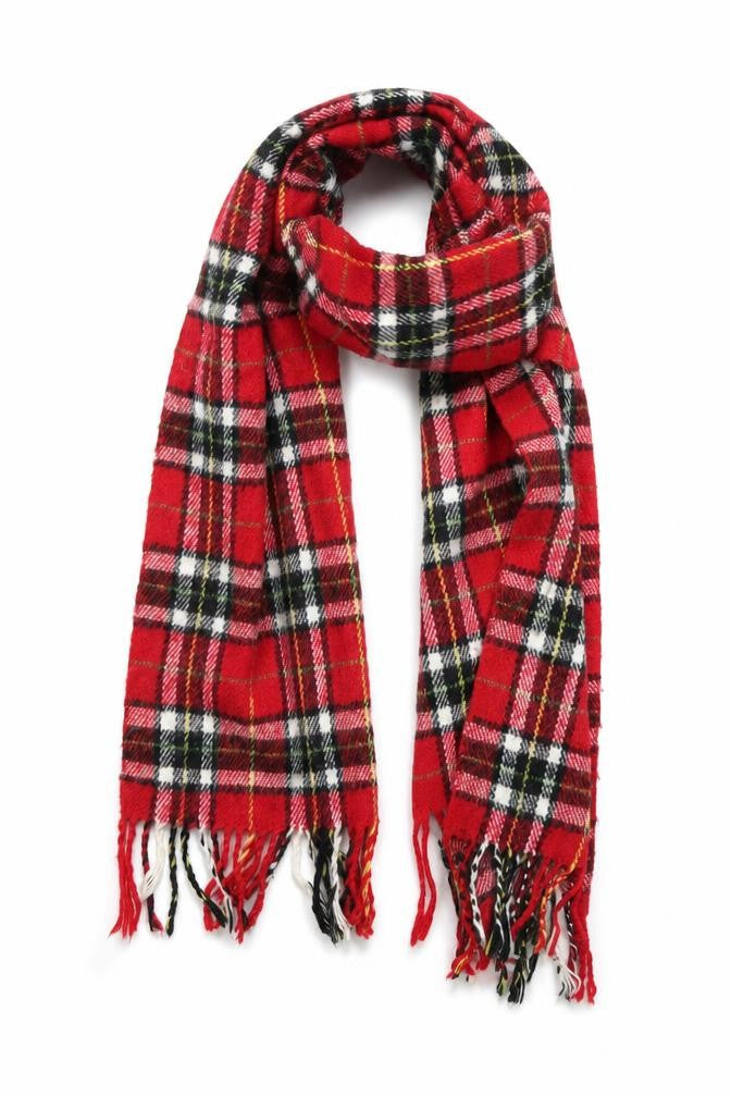 Front view of Preworn unisex multicoloured check scarf scarves & wraps one size