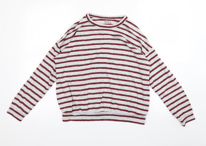 m&s Girls Red Striped Rayon Pullover Jumper Size 12-13 Years