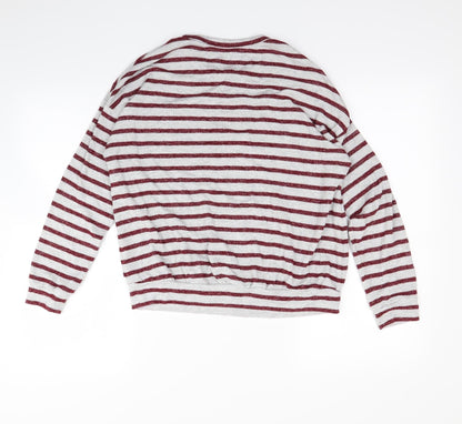 m&s Girls Red Striped Rayon Pullover Jumper Size 12-13 Years