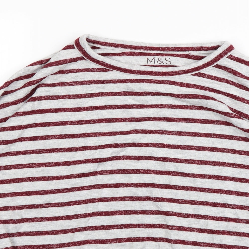 m&s Girls Red Striped Rayon Pullover Jumper Size 12-13 Years