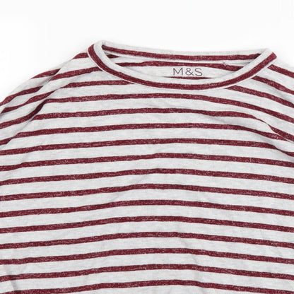 m&s Girls Red Striped Rayon Pullover Jumper Size 12-13 Years