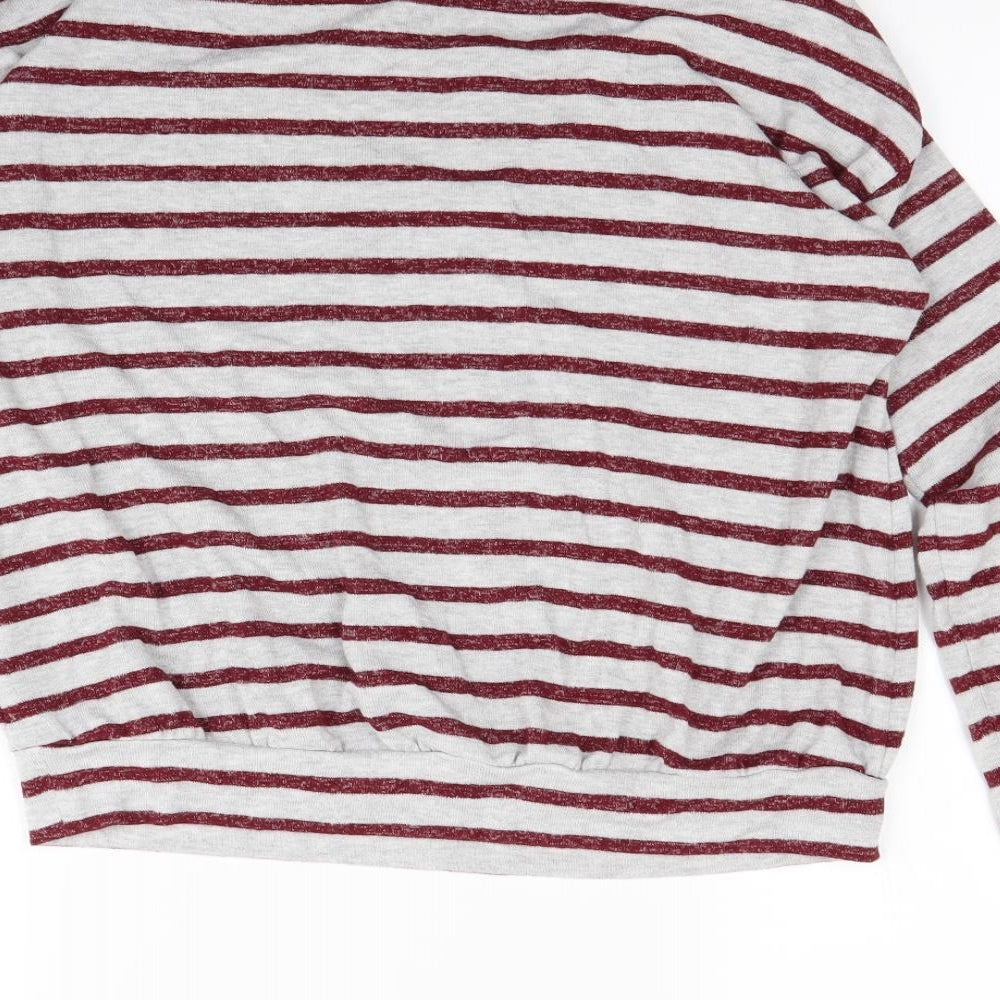 m&s Girls Red Striped Rayon Pullover Jumper Size 12-13 Years