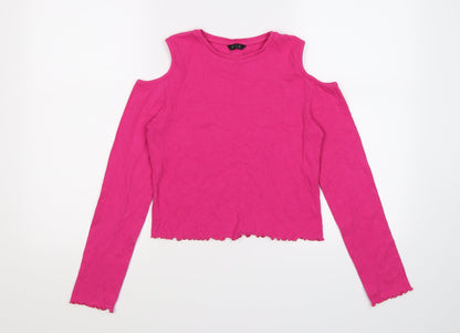M&Co Girls Pink   Pullover Jumper Size 13-14 Years  - Cold Shoulder