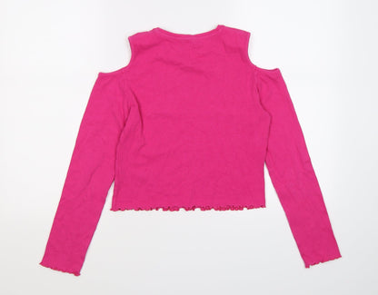 M&Co Girls Pink   Pullover Jumper Size 13-14 Years  - Cold Shoulder