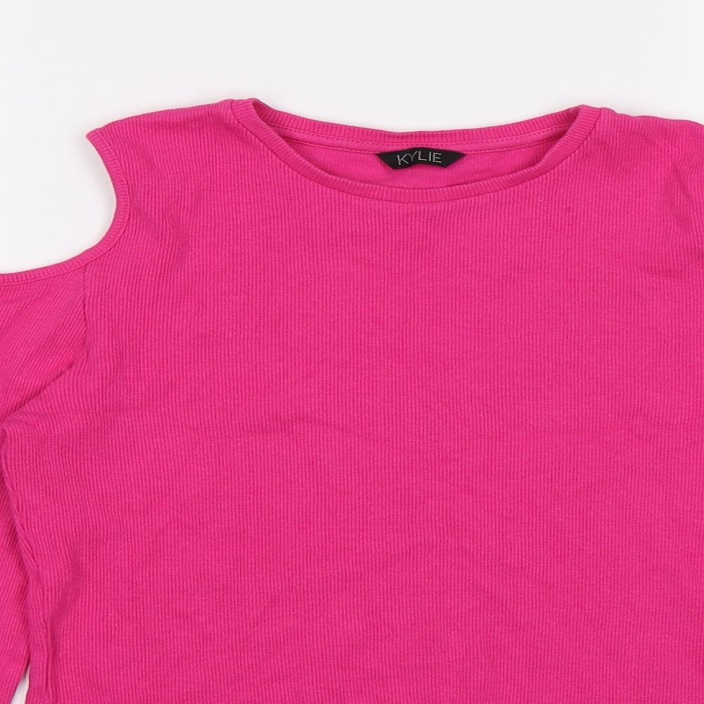 M&Co Girls Pink   Pullover Jumper Size 13-14 Years  - Cold Shoulder