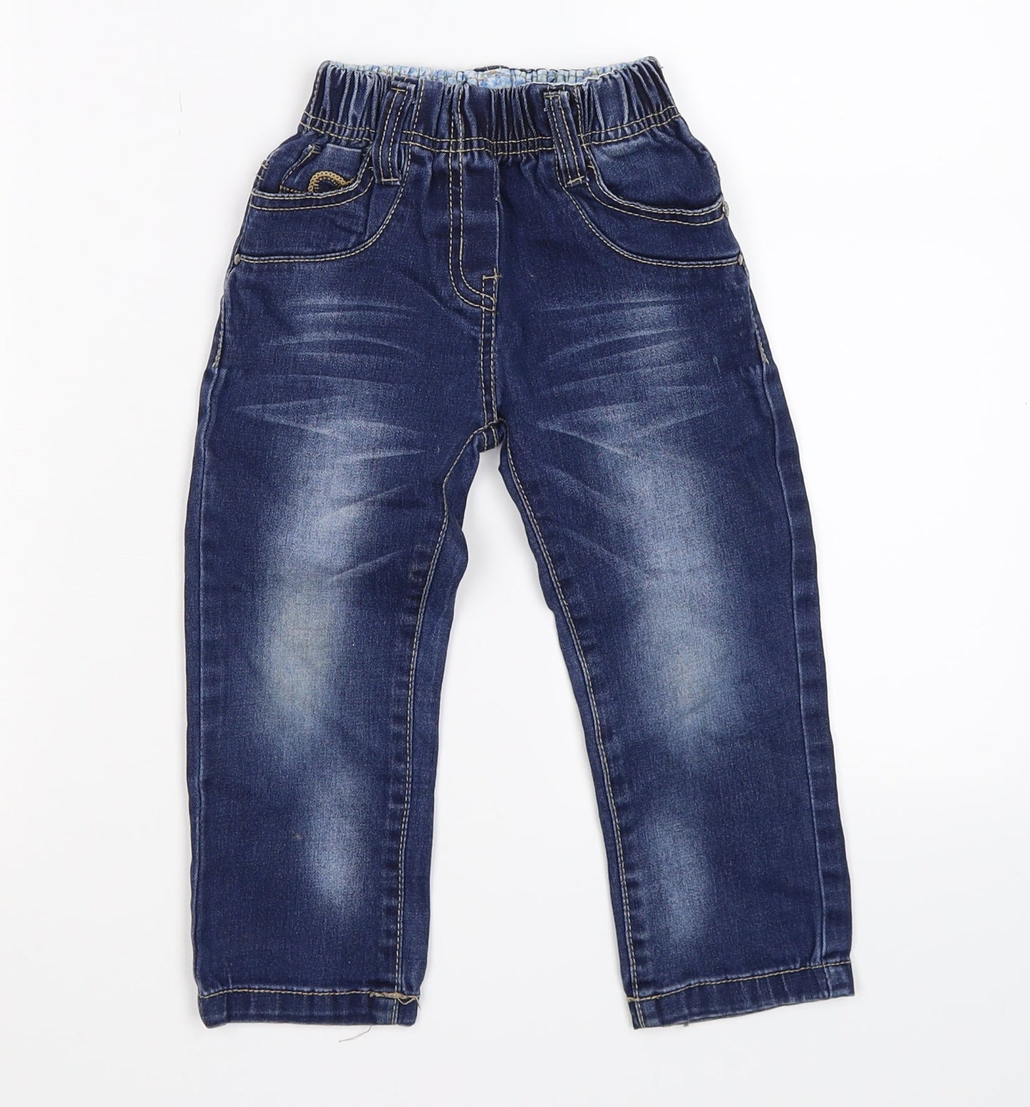 kidtizen Girls Blue  Denim Straight Jeans Size 4 Years - heart pockets