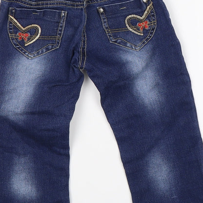 kidtizen Girls Blue  Denim Straight Jeans Size 4 Years - heart pockets
